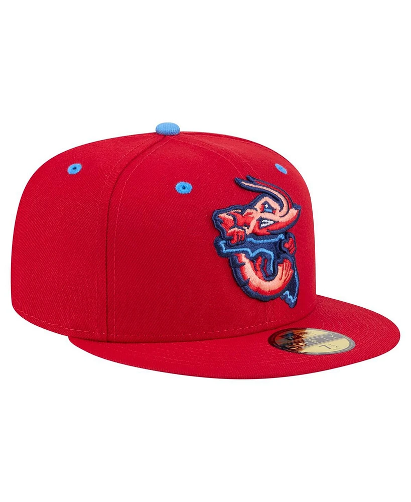New Era Men's Red Jacksonville Jumbo Shrimp Authentic Collection 59FIFTY Fitted Hat