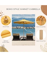 LAGarden 9Ft Patio Boho Market Patio Umbrella 260GSM Acrylic Fabric 5-Year-Non-Fading Resort Outdoor Market Buttercup Yellow