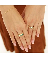 Spero London Celestial Star Sterling Silver Dome Ring With Stones