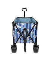 Heavy-Duty Folding Wagon Cart w/ Picnic Mat