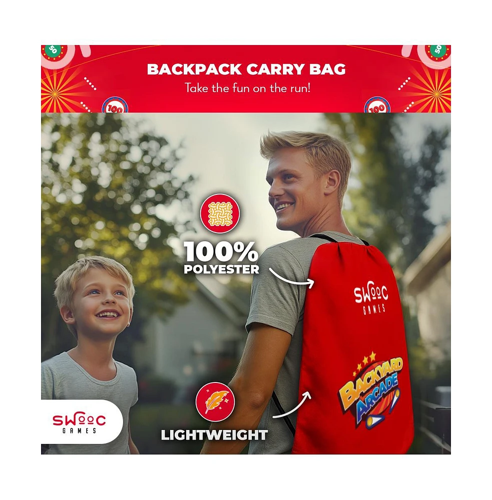 Swooc Backyard Arcade | 2-in-1 Bean Bag Toss Game for Kids w/ Carry Bag | 5-Second Setup & Storage | Carnival Games for Kids