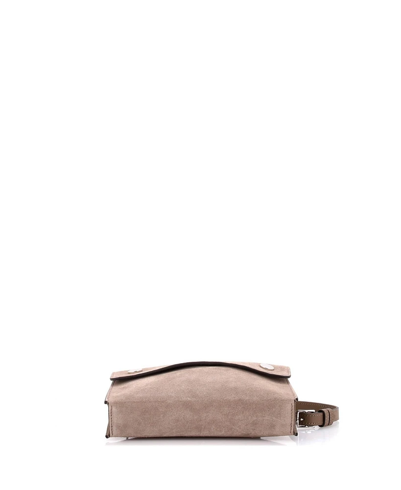 Pre-Owned Hermes Double Snap Pochette Crossbody Grizzly with Swift