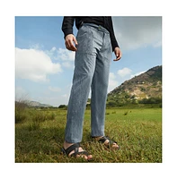 Campus Sutra Men's Moon Grey Veined Tailored Trousers