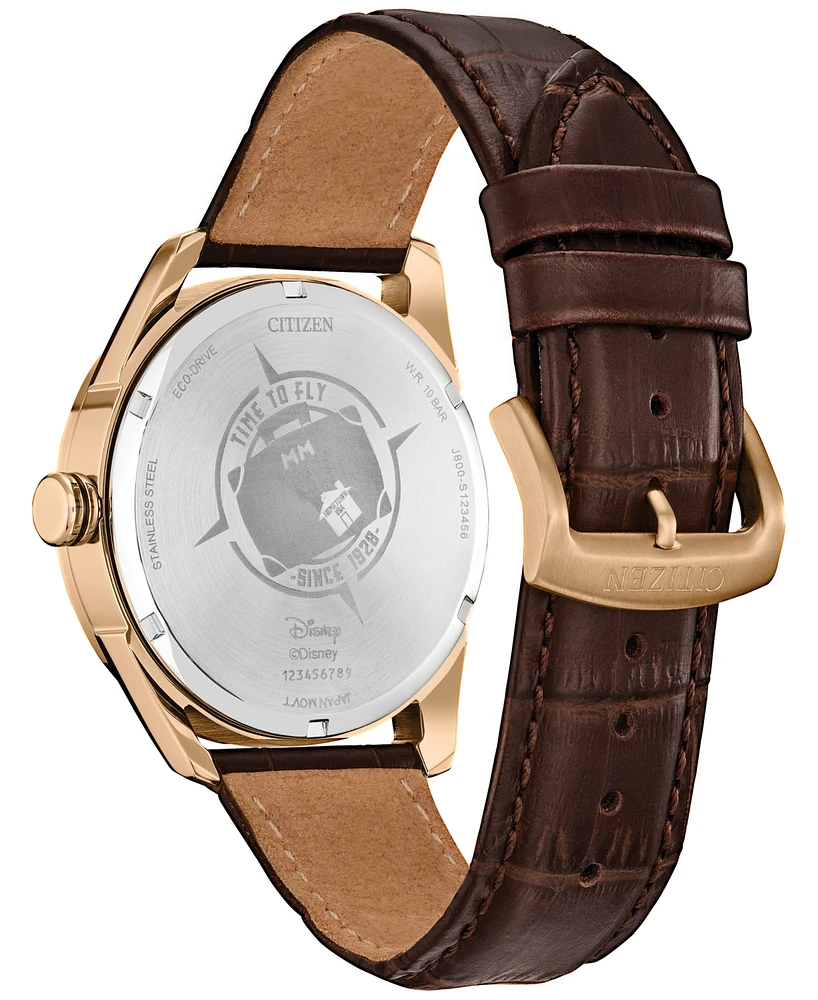 Citizen Eco-Drive Men's Disney Mickey Mouse Brown Leather Strap Watch 42mm
