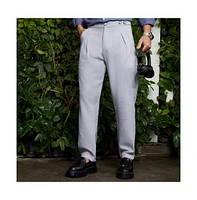 Campus Sutra Men's Cloud Grey Pleated Tailored Trousers