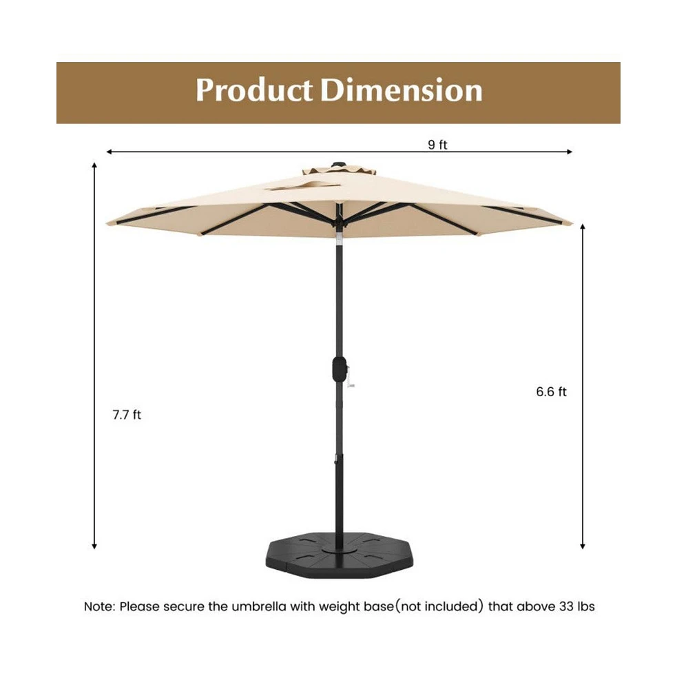9 feet Outdoor Market Patio Table Umbrella Push Button Tilt Crank Lifeet