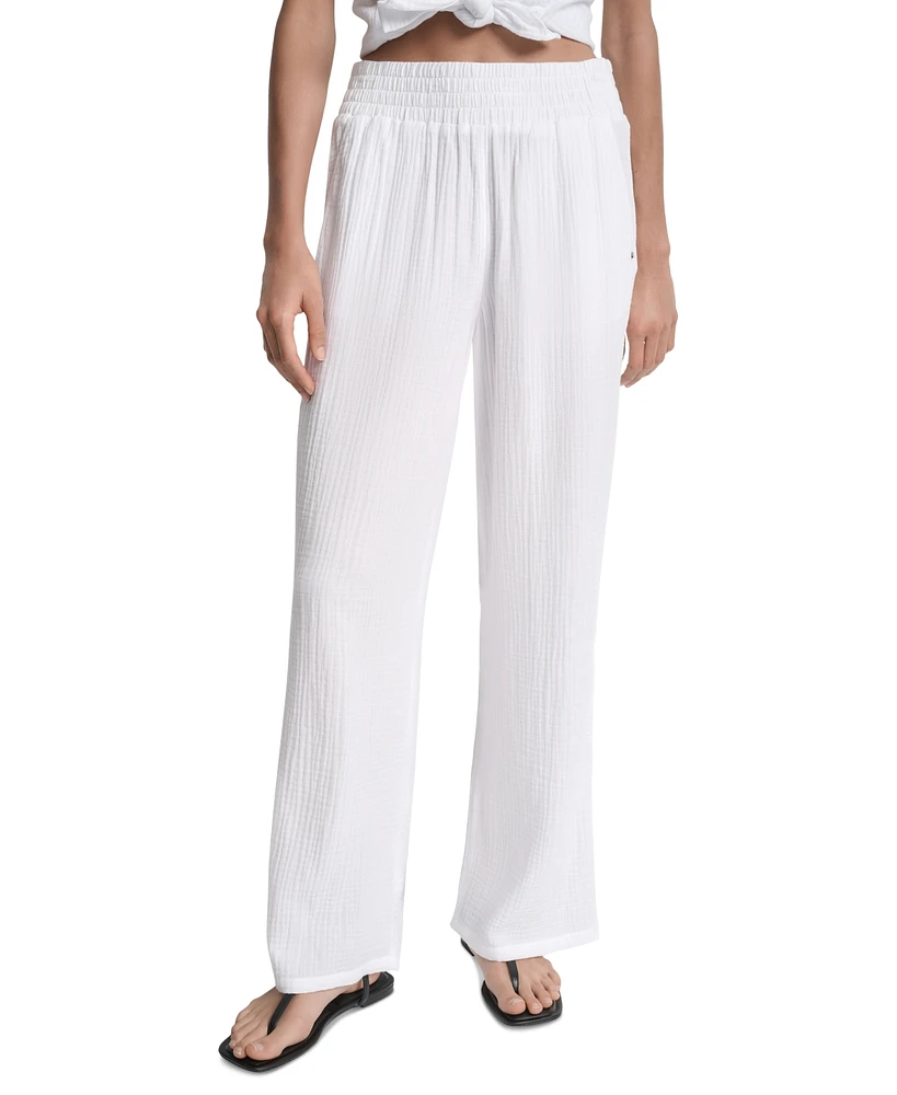 Dkny Jeans Petite Cotton Pull-On Smocked-Waist Pants