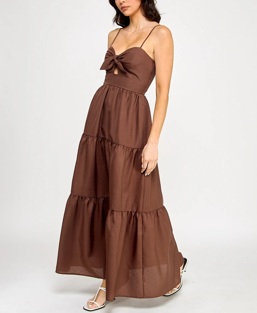 Trixxi Juniors' Tiered Keyhole Fit & Flare Dress