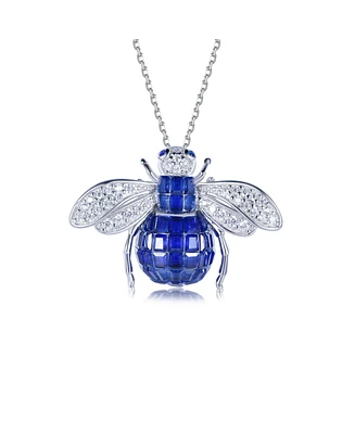 Suzy Levian Sterling Silver Invisible Set Cubic Zirconia Bumble Bee Pendant