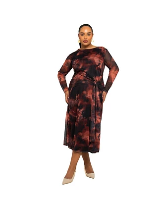 Fashion-szn Curve Women's Tie Dye Print Mesh Midi Dress