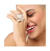 Sohi Floral Rhinestone Ring