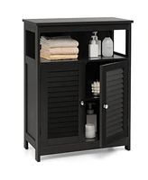 Wood Freestanding Bathroom Storage Cabinet with Double Shutter Door
