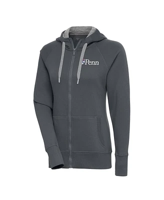 Antigua Women's Charcoal Pennsylvania Quakers Victory Full-Zip Hoodie