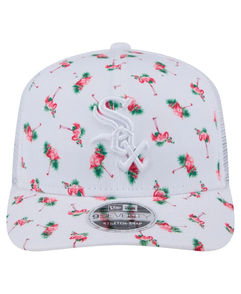 New Era Men's White Chicago White Sox Flamingo Mesh Back 9SEVENTY Stretch-Snap Hat