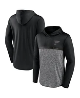 Fanatics Men's Black/Heather Charcoal St. Louis Blues Iconic Defender Pullover Hoodie