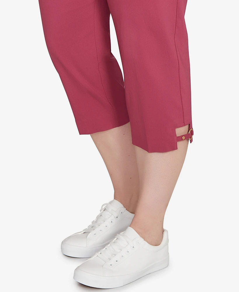 Hearts Of Palm Plus Solid Tech Stretch Capri Pants