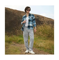 Campus Sutra Men's Cloud Grey Tailored Linen-Blend Trousers