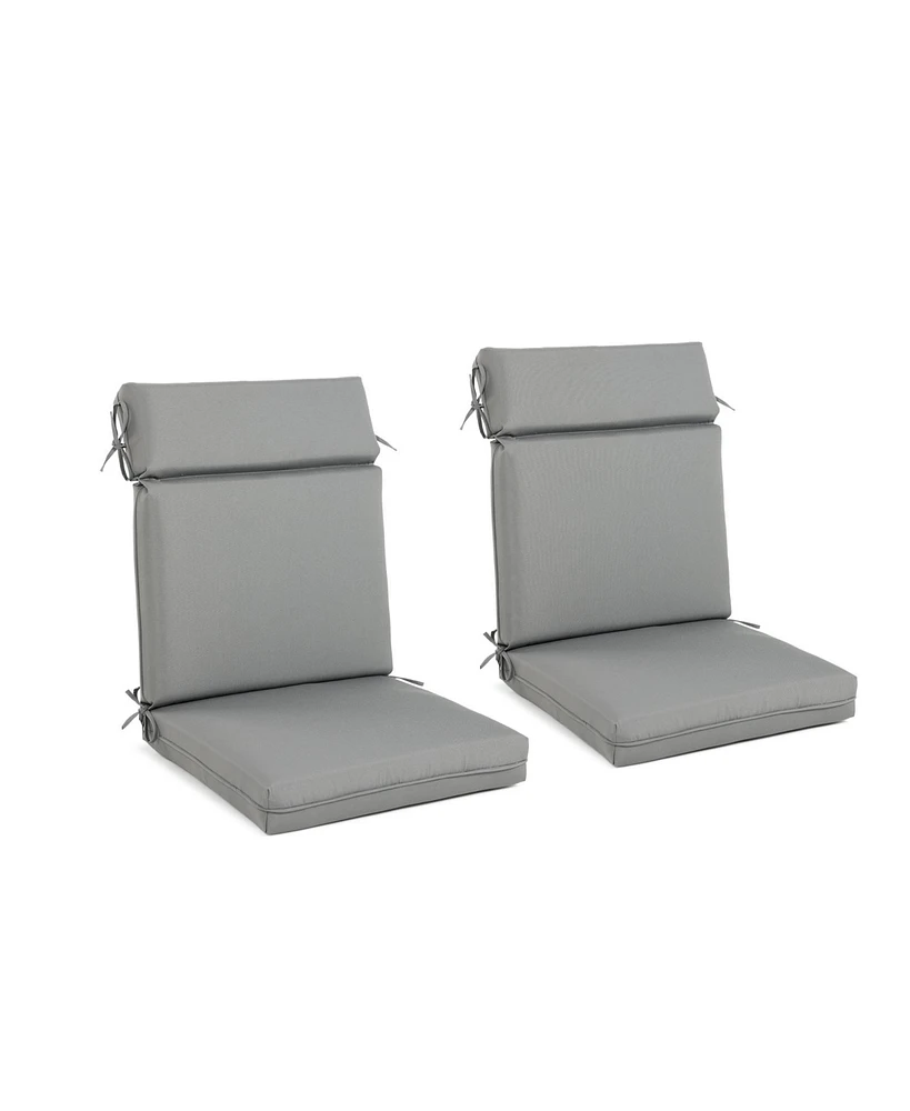 Aoodor 2Pcs Outdoor High Back Dining Chair Cushion Set, Fade and Water Resistant Polyester Fabric Cover with Ties Zipper, 20'' × 37''