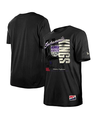 New Era Men's Black Sacramento Kings Distressed Throwback Vintage Color Pack T-Shirt