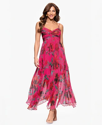 Xscape Women's Printed Sweetheart Spaghetti-Strap Dress
