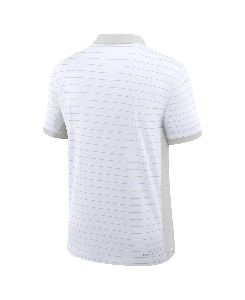 Jordan Men's White Oklahoma Sooners 2025 Early Season Coaches Sideline Victory Stripe Performance Polo Shirt
