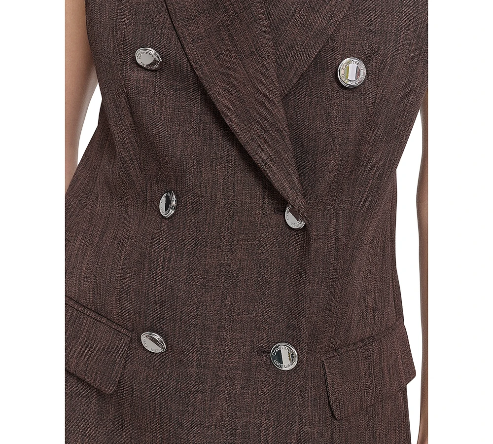 Calvin Klein Petite Double Breasted Sleeveless Blazer