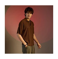 Campus Sutra Men's Chocolate Brown Argyle Oversized T-Shirt