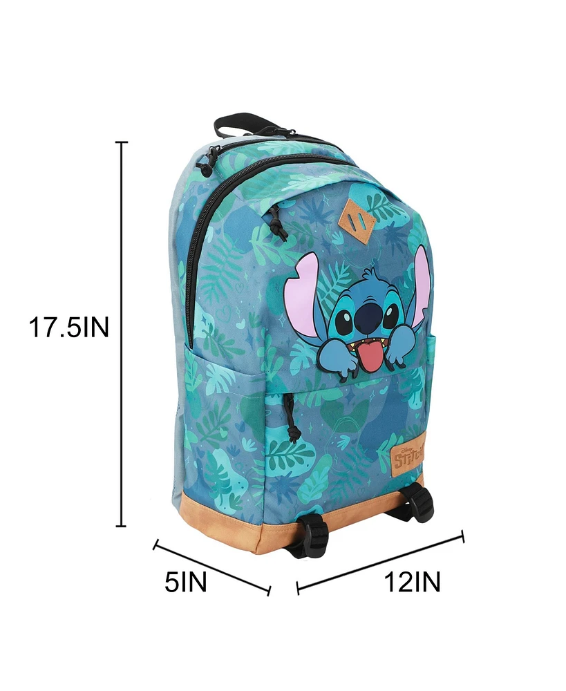 Disney Stitch Tropical Print 17.5" Hooded Backpack