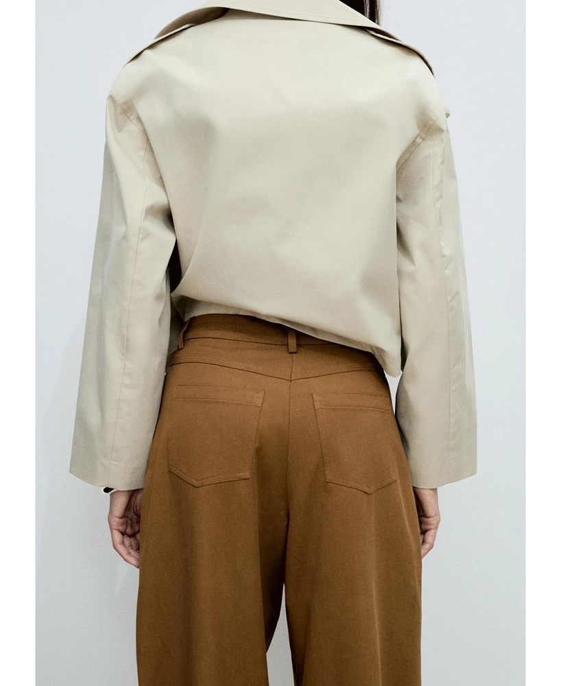 Mango Women's Wide Leg Cotton and Lyocell Blend Pants