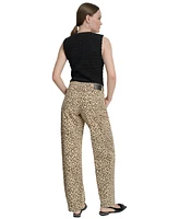 Dkny Jeans Women's Animal Print Mid-Rise Relaxed Straight-Leg Cotton - L91
