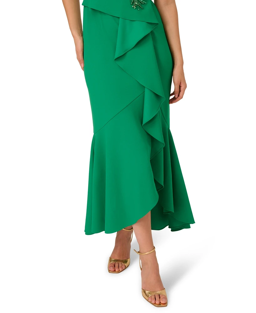 Adrianna Papell Women's Cascading-Ruffle Crepe Gown