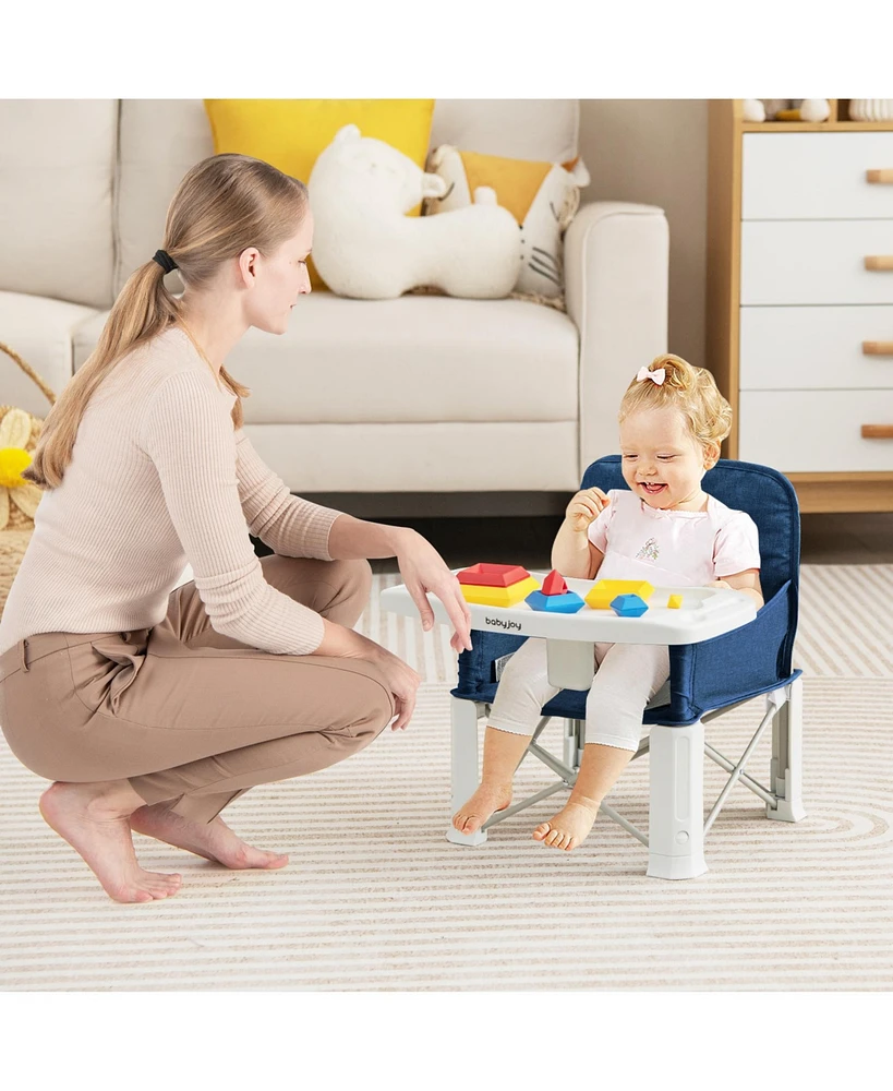 Slickblue Toddler Portable Booster Seat with Straps and Double Tray