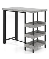 Outdoor Bar Table with Tempered Glass Top for Patio Deck or Poolside