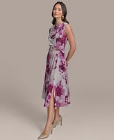 Donna Karan New York Women's Sleeveless Floral Midi Dress