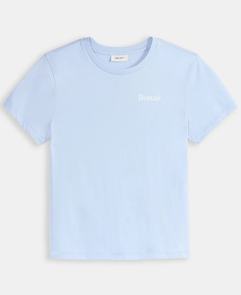 On 34th Women's Beaute Embellished Crewneck Tee, Exclusively at Macy's