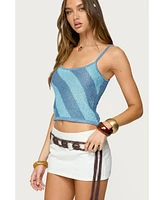 Edikted Women's Saul Stripey Sequin Knit Top