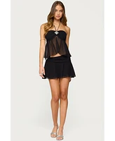 Edikted Women's Jettie Sheer Chiffon Split Front Top