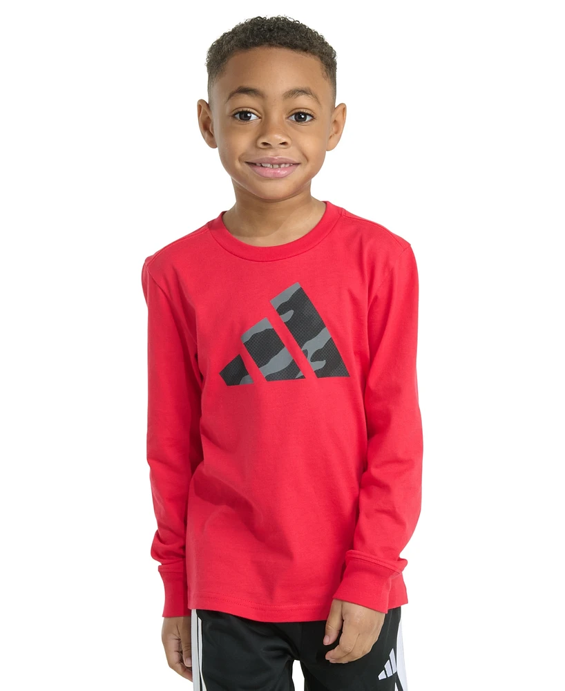 adidas Toddler & Little Boys Long-Sleeve Halftone Camo Logo Cotton T-Shirt