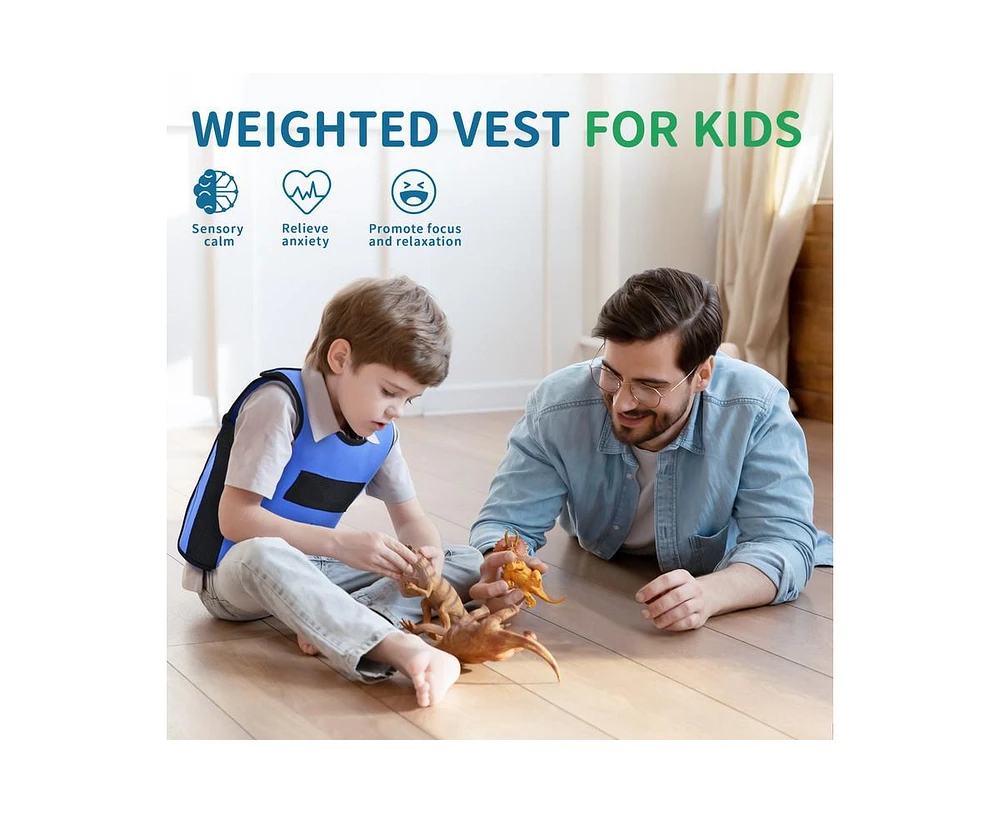 Outree Small Blue Weighted Compression Vest for Kids with Sensory Needs