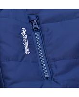 Mitchell & Ness Women's Blue New York Rangers Cropped Full-Zip Puffer Vest