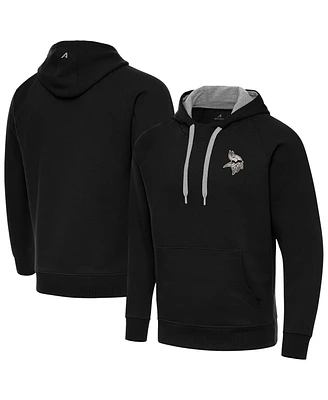 Antigua Men's Black Minnesota Vikings Brushed Carbon Victory Pullover Hoodie