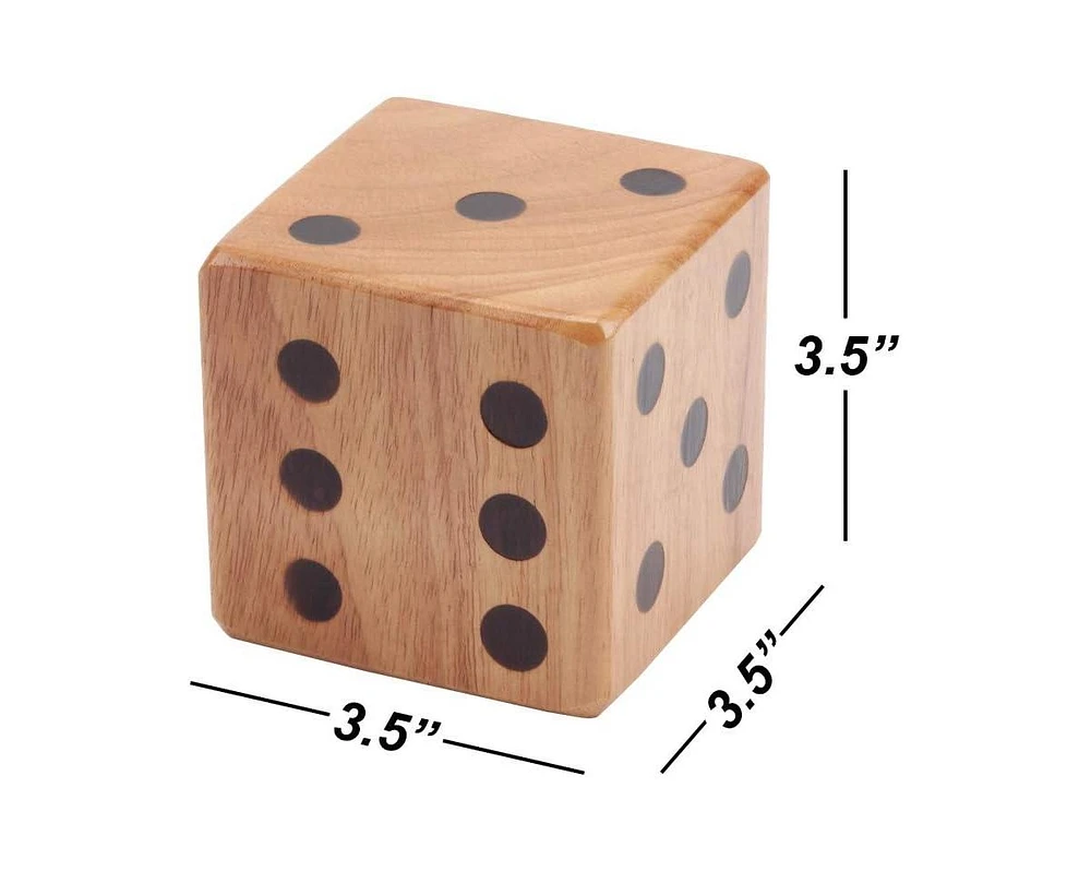 Gse Games & Sports Expert 3.5-Inch Premium Oak Giant Yard Dice Set with Bucket and Yardzee & Farkle Scorecard.