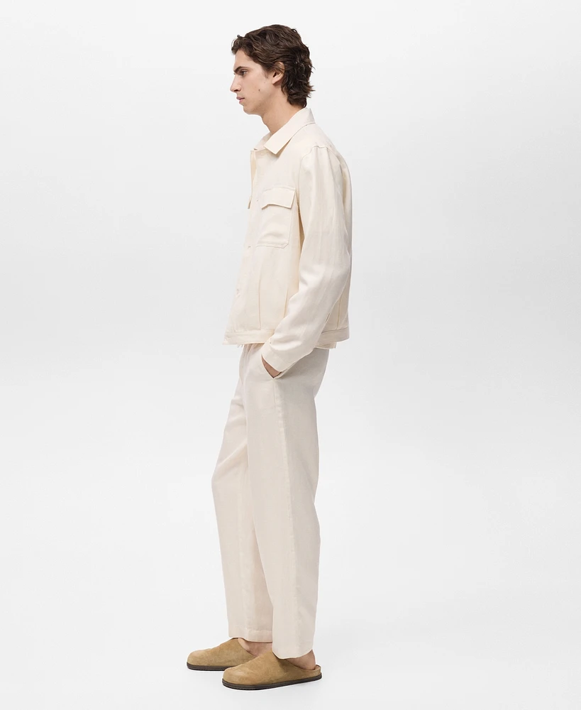 Mango Men's Bowling-Style Linen Overshirt