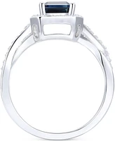 Sapphire (1-3/4 ct. t.w.) & Diamond (3/8 ct. t.w.) Halo Twist Ring in 14k White Gold