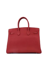 Pre-Owned Hermes Birkin 35 Handbag Red Vache Trekking with Palladium Hardware
