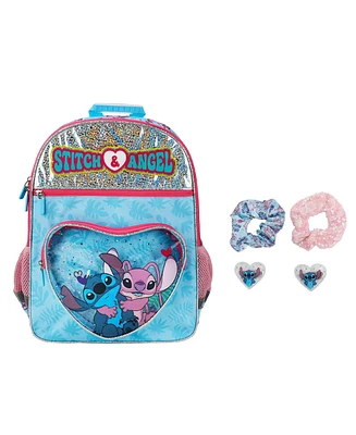 Disney's Stitch and Angel 5-Piece 16" Backpack & Hair Care Value Set
