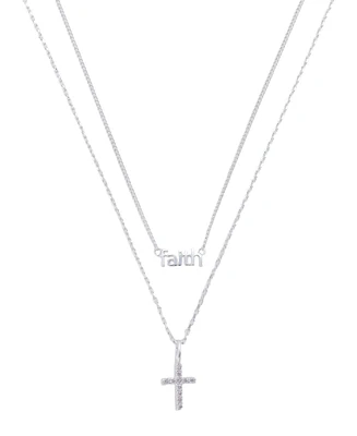 Unwritten Cubic Zirconia Faith Duo Necklace Set