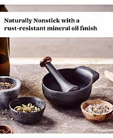 Alva Nori 4" Enameled Cast Iron Mortar and Pestle - 2-Cup Capacity with Textured Interior - Black