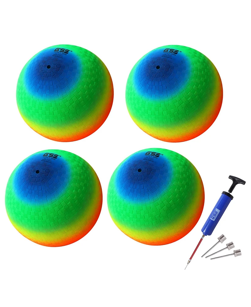 Playground Balls, Kickball, Bouncy Dodge Ball, Handball for Indoor and Outdoor(Rainbow-4 Pack, 8.5-inch)