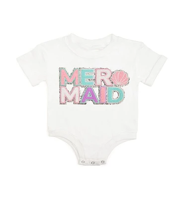 Sweet Wink Baby Girls Mermaid Patch Short Sleeve Romper